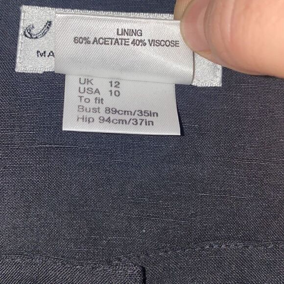 Jaeger Sheath Dress Silk Linen Square Neck Black Sleeveless Button Front Size 10 - Picture 3 of 8